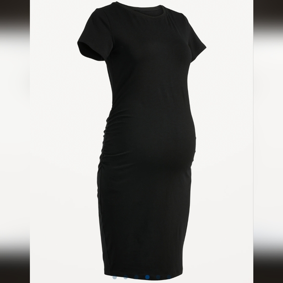 Maternity Jersey-Knit Bodycon Dress (Black) - Picture 4 of 5